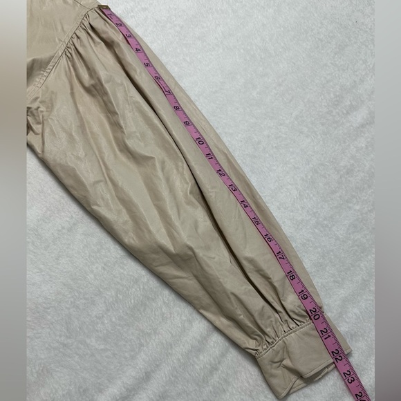 Prologue Cream Faux Leather Puff Poet Sleeve Button Duster Jacket /Dress - Picture 7 of 16